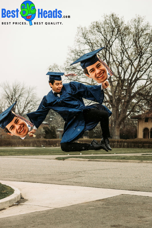 A joyful graduate smiling proudly and celebrating his milestone achievement during his graduation ceremony, radiating happiness and excitement.
