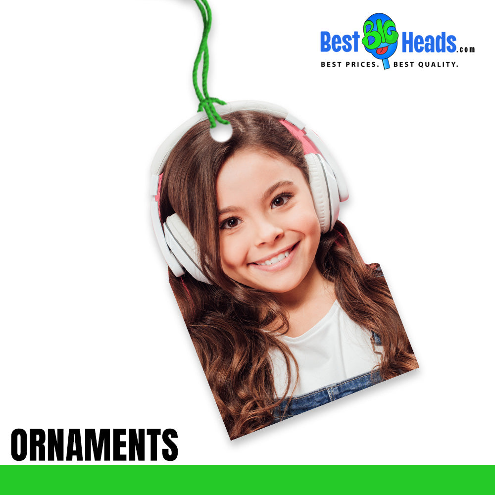 A custom face cutout ornament.