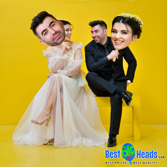 Groom's and Bride’s Face on a Stick? You Bet!