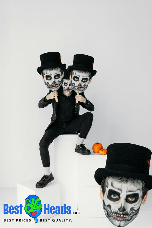 The combination of the mask and the oversized cutout adds a fun and eerie twist, perfectly capturing the festive and creative spirit of Halloween.