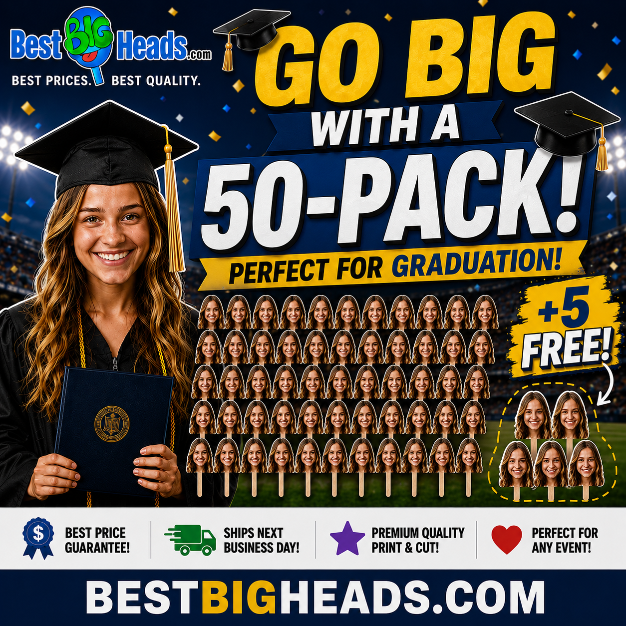 50 Pack Custom Big Head Cutouts – Bulk Personalized Face Cutouts