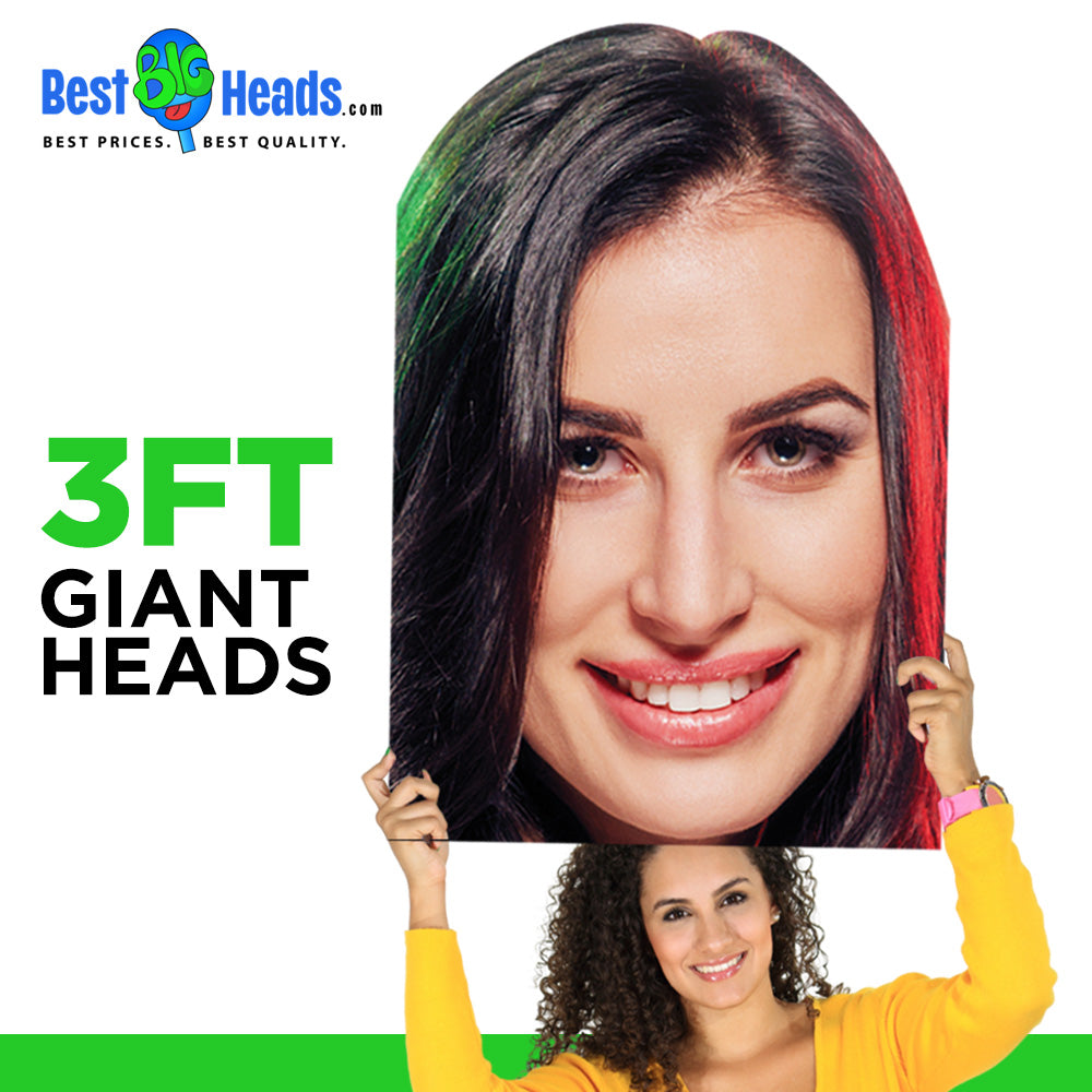 A huge 3ft bachelorette-themed big head cutout.