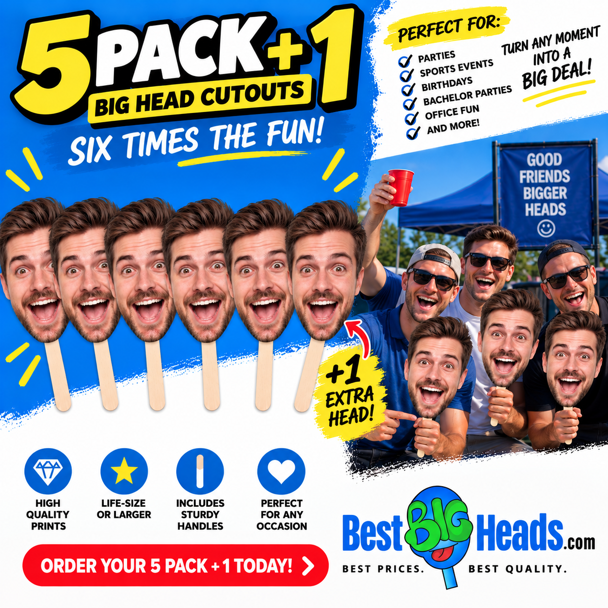 5 Pack Custom Big Head Cutouts – Personalized Face Cutouts