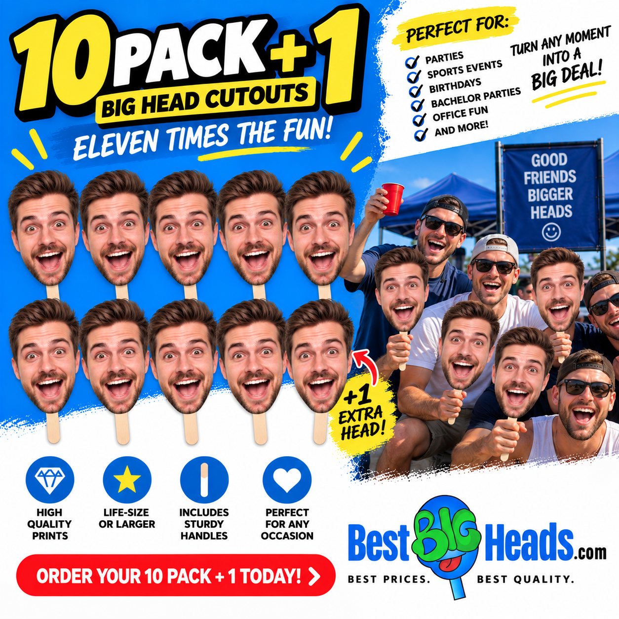 10 Pack Custom Big Head Cutouts – Personalized Face Cutouts