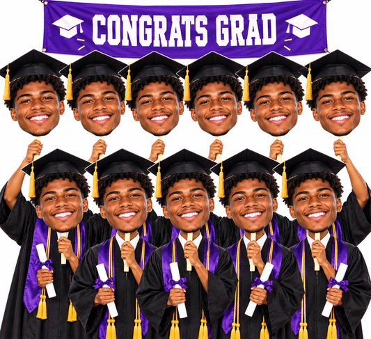10 Pack Graduation Big Head Cutouts – Personalized Photo Signs