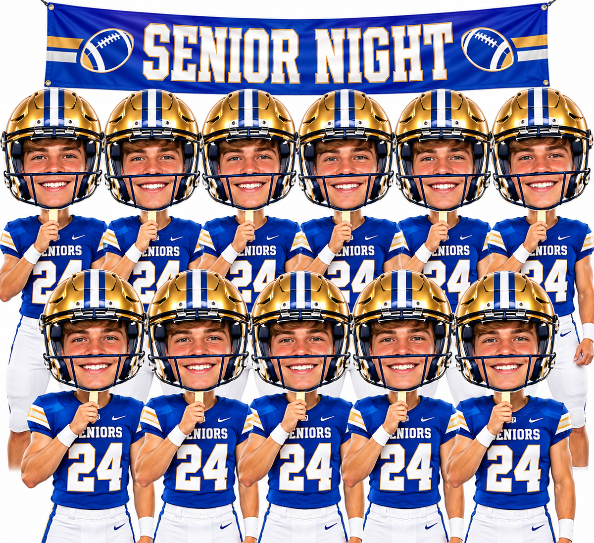 10 Pack Senior Night Big Head Cutouts – Custom Photo Signs