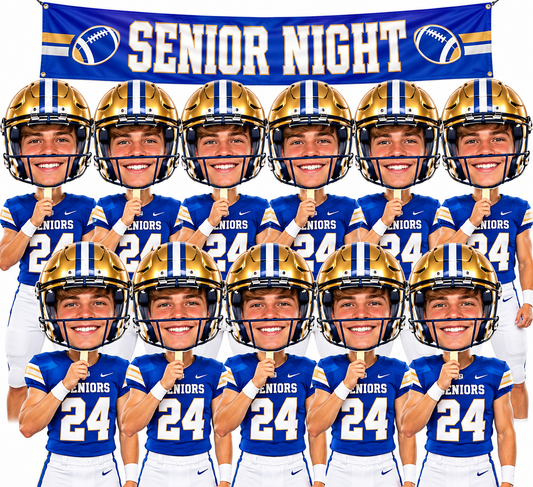10 Pack Senior Night Big Head Cutouts – Custom Photo Signs