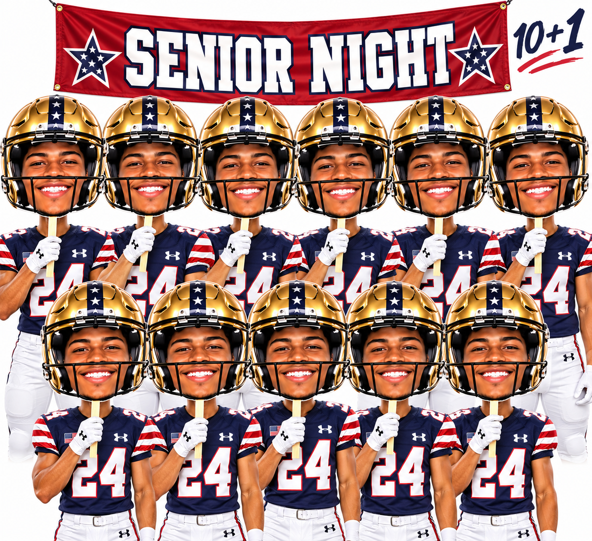 10 Pack Senior Night Big Head Cutouts – Custom Photo Signs