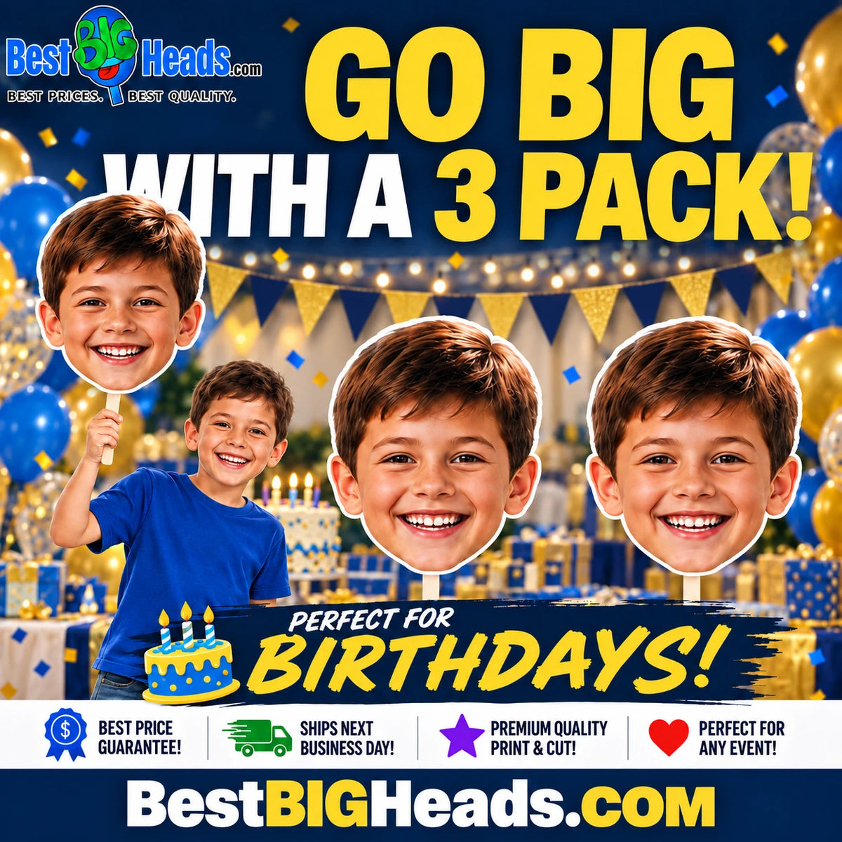 3 Pack Custom Big Head Cutouts – Personalized Face Cutouts