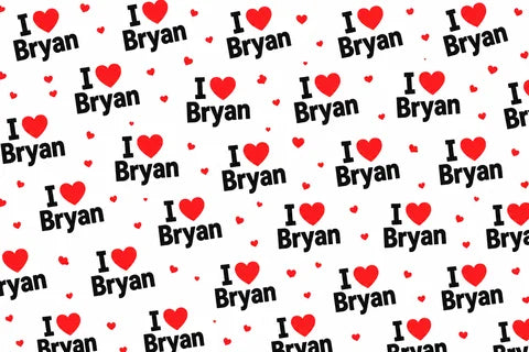 I Heart Name 1 gift-wrap design example
