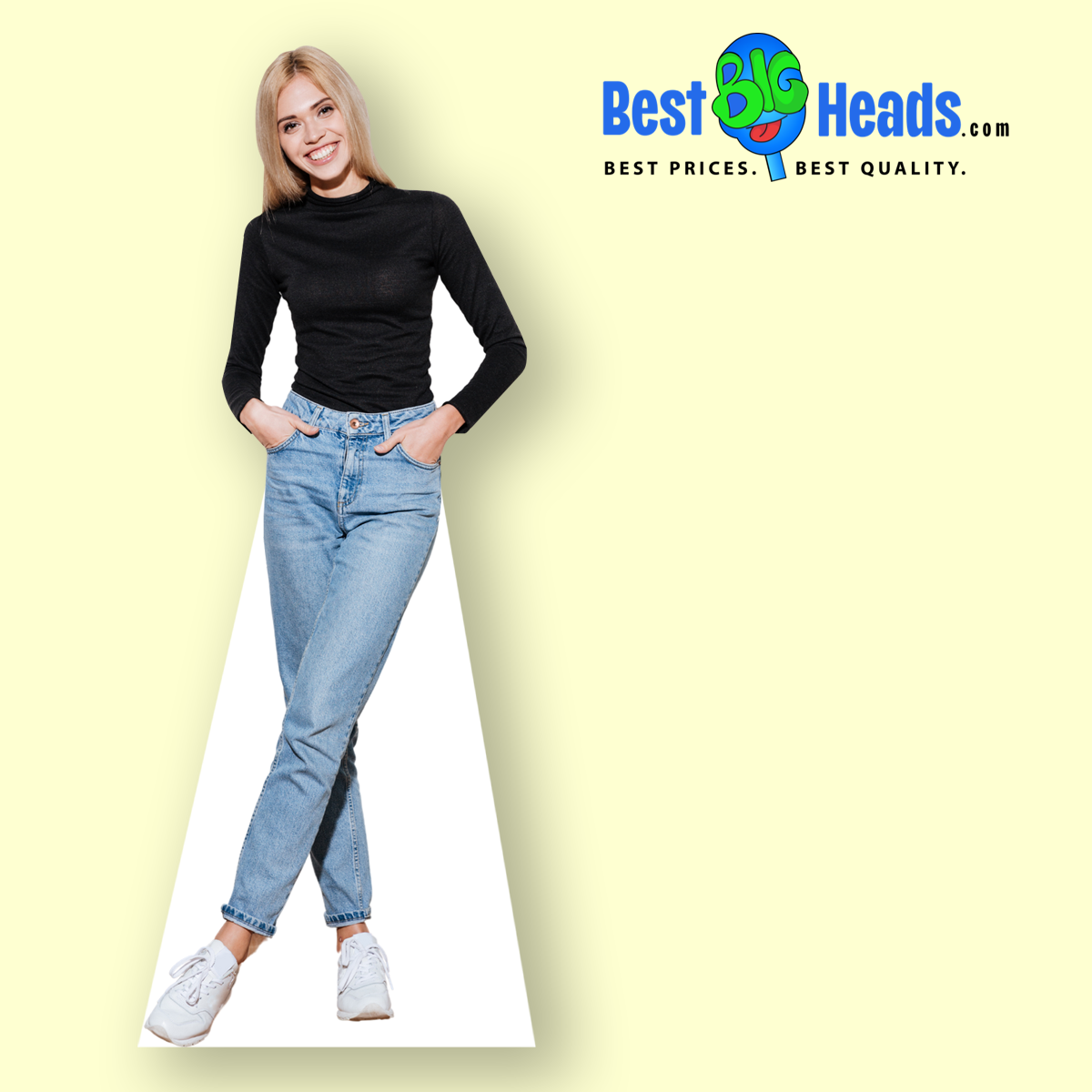 A lifesize cardboard cutout standup standee for store displays.